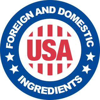 Made in USA with Domestic and Imported Ingredients Badge